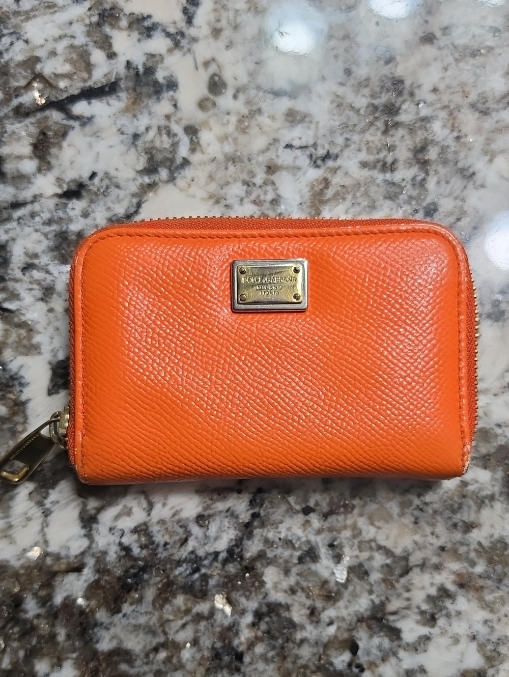 Dolce & Gabbana mini wallet card holder orange leather D&G pouch bag